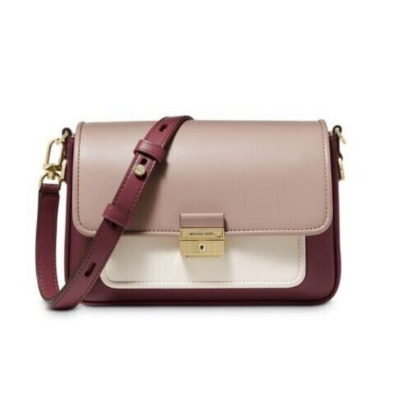 MICHAEL KORS Bradshaw leather women's crossbody messenger bag -BERRY MULTI - Picture 2 of 13